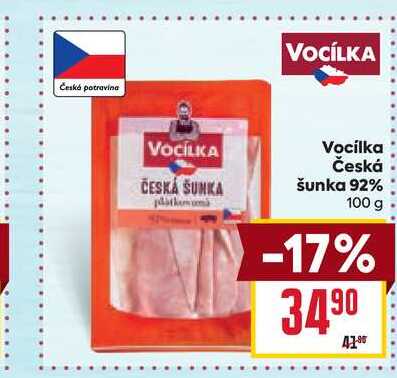 Vocilka Česká šunka 92% 100 g