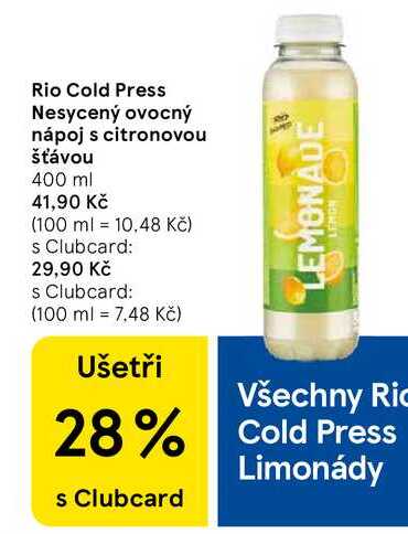 Rio Cold Press Nesycený ovocný nápoj s citronovou šťávou, 400 ml  