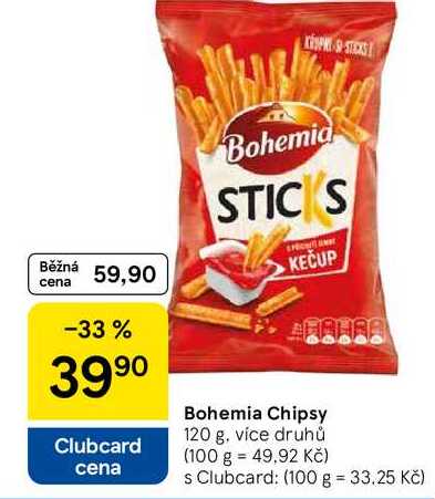 Bohemia Chipsy, 120 g, více druhů 