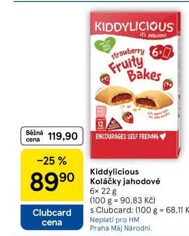 Kiddylicious Koláčky jahodové, 6x 22 g  