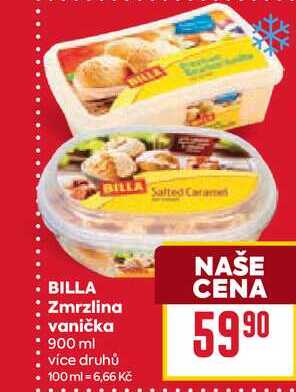 BILLA Zmrzlina vanička 900 ml 