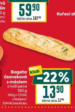Bageta česneková s máslem z naší pece 180 g 