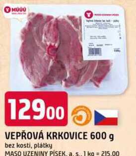 VEPŘOVÁ KRKOVICE 600 g bez kosti, plátky 