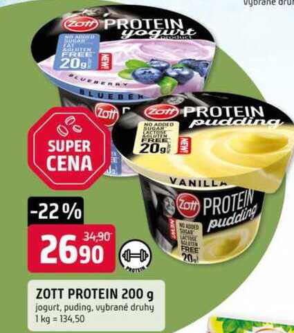 ZOTT PROTEIN 200 g jogurt, puding, vybrané druhy