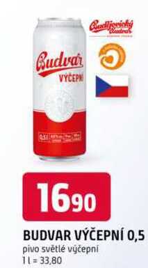 BUDVAR Pivo světlé výčepní 0,5l 0.5l plechovka