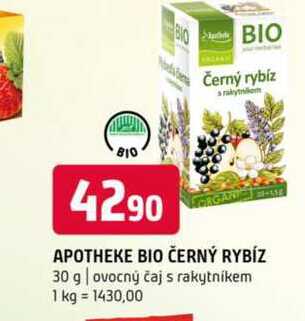 Apotheke bio černý rybíz 30 g ovocný čaj s rakytníkem 