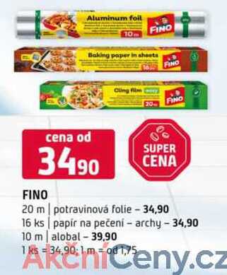 Fino 20 m potravinová folie 16 ks papir na pečení archy 10 m alobal