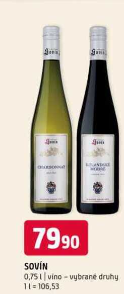 Sovín 0,75l vino vybrané druhy