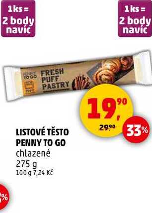 LISTOVÉ TĚSTO PENNY TO GO chlazené, 275 g 