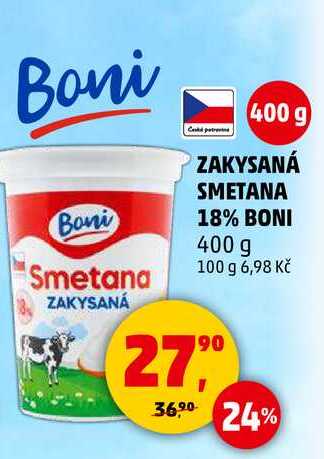 ZAKYSANÁ SMETANA 18% BONI, 400 g 