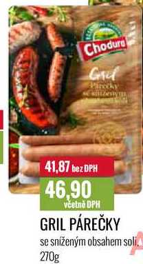 GRIL PÁREČKY se sníženým obsahem soli, 270g