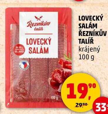 LOVECKÝ SALÁM ŘEZNÍKŮV TALÍŘ krájený, 100 g 