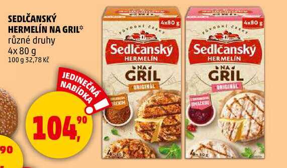 SEDLČANSKÝ HERMELÍN NA GRIL různé druhy, 4x 80 g 