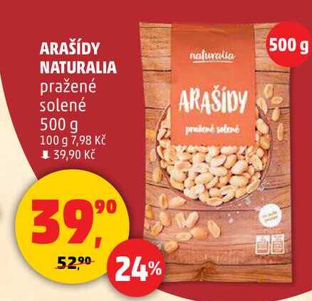 ARAŠÍDY NATURALIA pražené solené, 500 g 