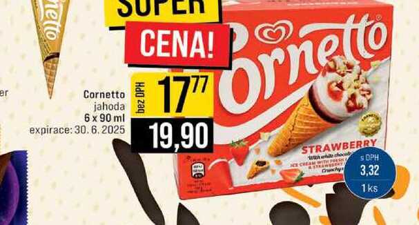 Cornetto jahoda 6 x 90 ml 