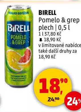 BIRELL Pomelo & grep plech, 0,5 l