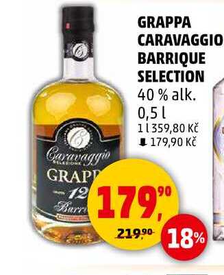 GRAPPA CARAVAGGIO BARRIQUE SELECTION 40% alk., 0,5 l