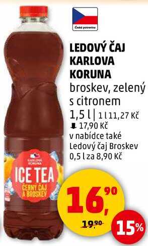 LEDOVÝ ČAJ KARLOVA KORUNA broskev, 1,5 l 