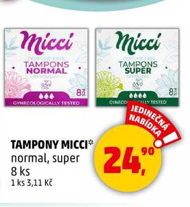 TAMPONY MICCI normal, super, 8 ks 