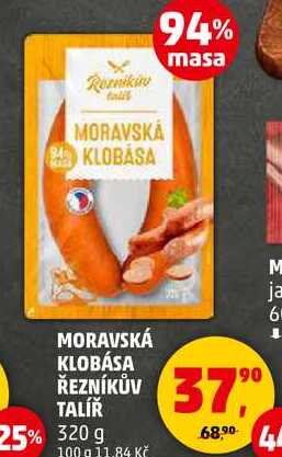 MORAVSKÁ KLOBÁSA  ŘEZNÍKŮV TALÍŘ, 320 g 