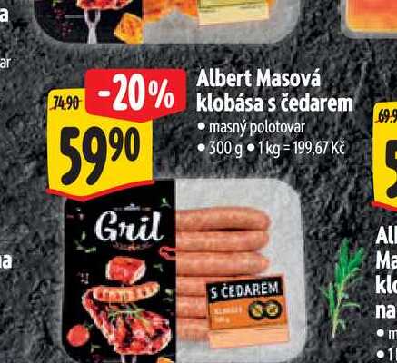  Albert Masová klobása s čedarem 300 g