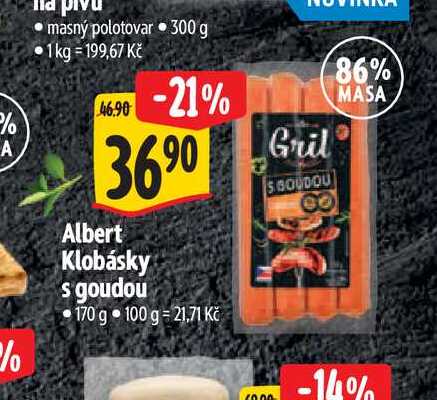 Albert Klobásky s goudou 170 g 