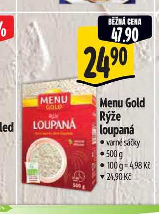   Menu Gold Rýže loupaná  varné sáčky 500 g   