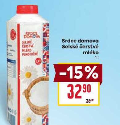 Srdce domova Selské čerstvé mléko 1l v akci
