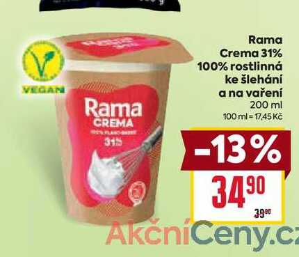 Rama Crema 31% 100% rostlinná ke šlehání a na vaření 200 ml 