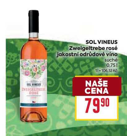 SOL VINEUS Zweigeltrebe rosé jakostní odrůdové víno suché 0,75l