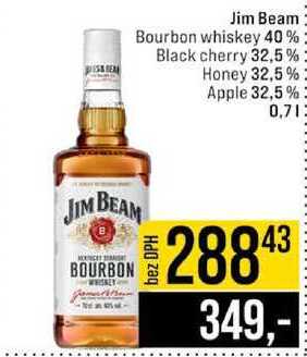 Jim Beam Bourbon whiskey 40% Black cherry 32,5% Honey 32,5% Apple 32,5% 0,7l