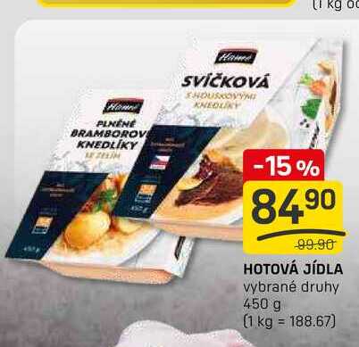 HOTOVÁ JÍDLA vybrané druhy 450 g 