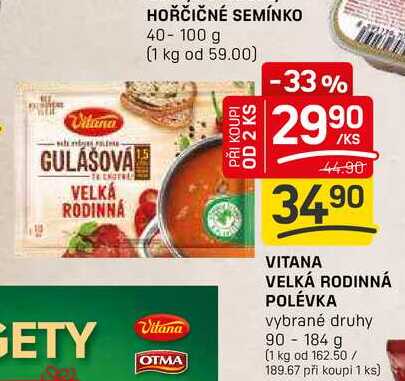 VITANA VELKÁ RODINNÁ POLÉVKA vybrané druhy 90-184 g