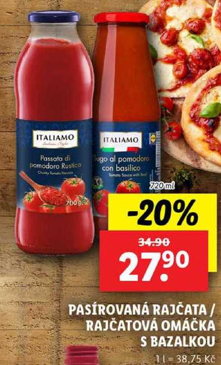 PASÍROVANÁ RAJČATA/RAJČATOVÁ OMÁČKA S BAZALKOU, 720 ml