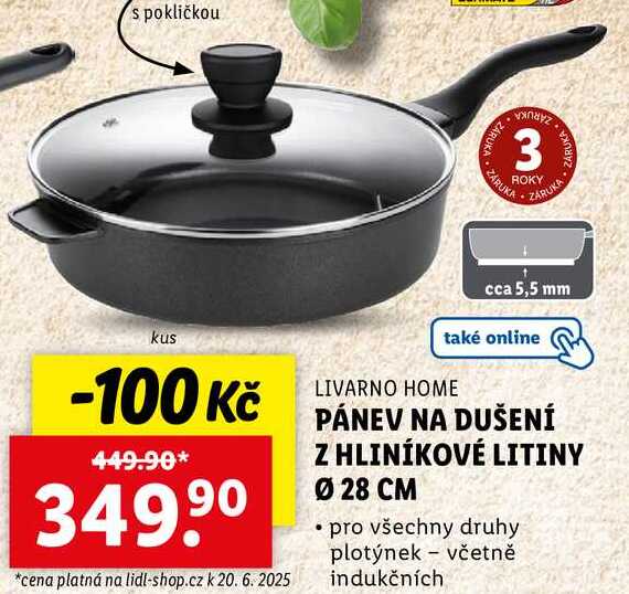 PÁNEV NA DUŠENÍ Z HLINÍKOVÉ LITINY Ø 28 CM 