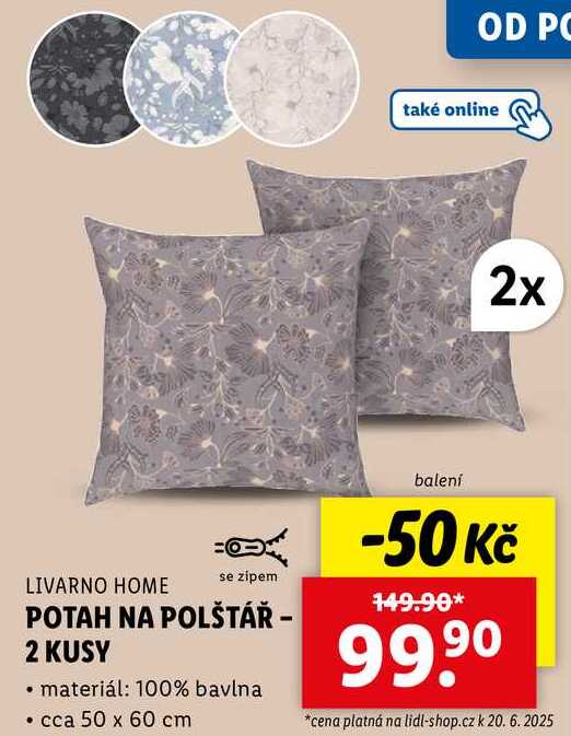 POTAH NA POLŠTÁŘ - 2 KUSY 