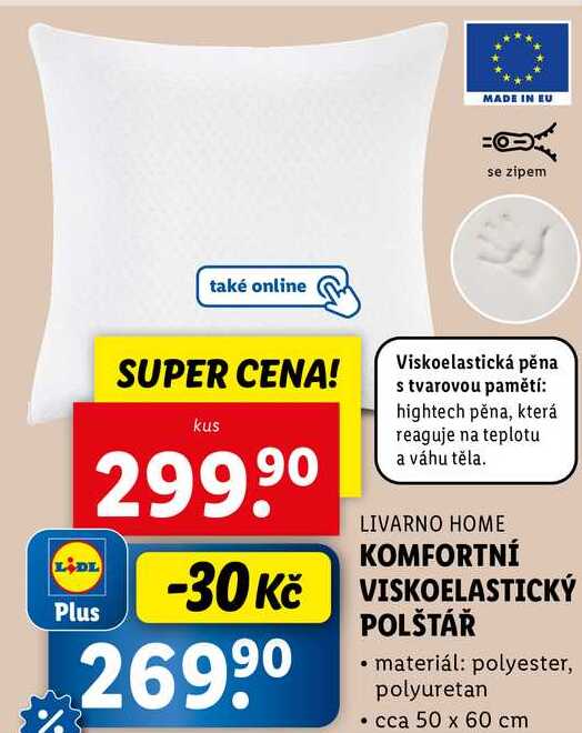 KOMFORTNÍ VISKOELASTICKÝ POLŠTÁŘ 