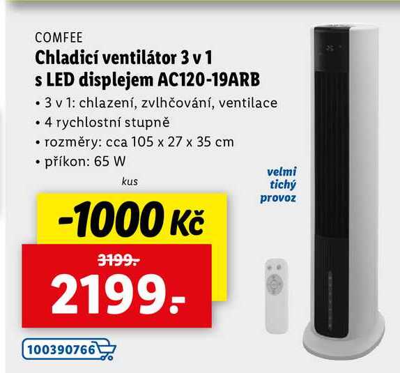 Chladicí ventilátor 3 v 1 s LED displejem AC120-19ARB 