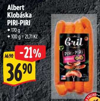 Albert Klobáska PIRI-PIRI, 170 g