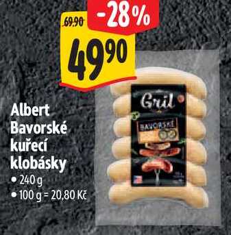 Albert Gril Bavorské kuřecí klobásky, 240 g