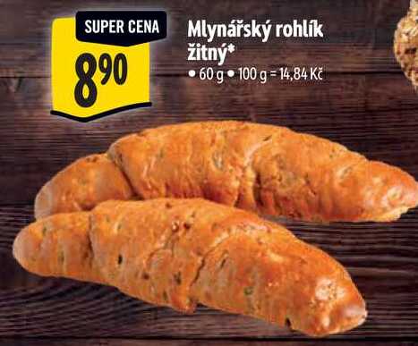 Mlynářský rohlík žitný, 60 g
