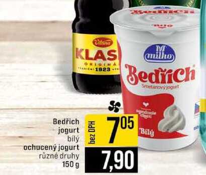 Bedřich jogurt bílý ochucený jogurt různé druhy 150 g 