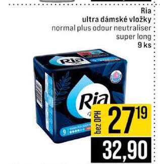 Ria ultra dámské vložky normal plus odour neutraliser Ria super long 9ks