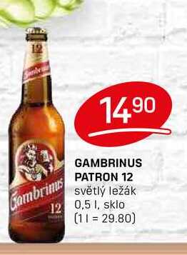 GAMBRINUS PATRON 12 světlý ležák 0,5l v akci