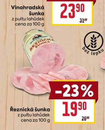 Vinohradská šunka z pultu lahůdek cena za 100 g 