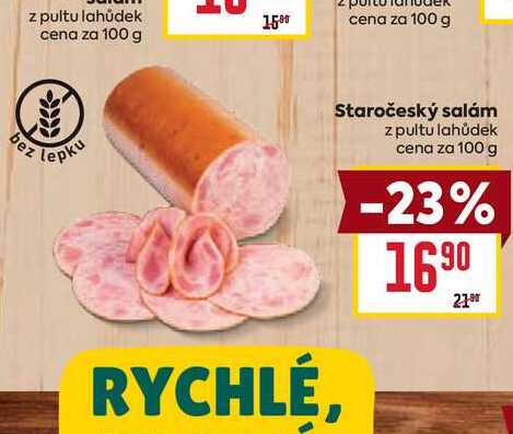 Staročeský salám z pultu lahůdek cena za 100g