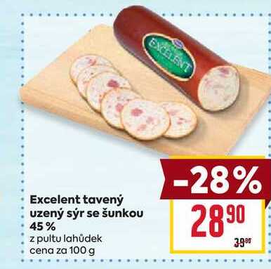 Excelent tavený uzený sýr se šunkou 45% z pultu lahůdek cena za 100g