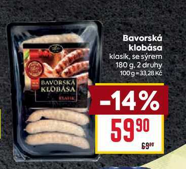 Bavorská klobása klasik, se sýrem 180 g