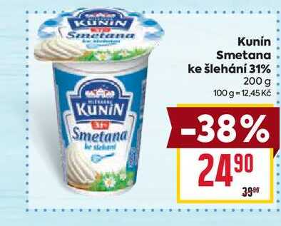 Kunín Smetana ke šlehání 31% 200 g 