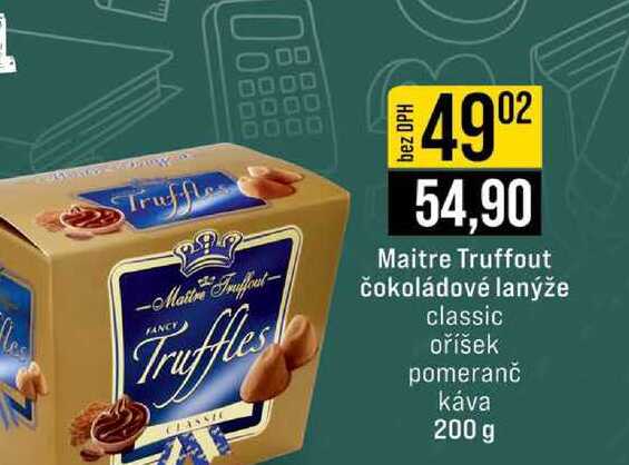 Maitre Truffout čokoládové lanýže classic oříšek pomeranč káva 200 g 